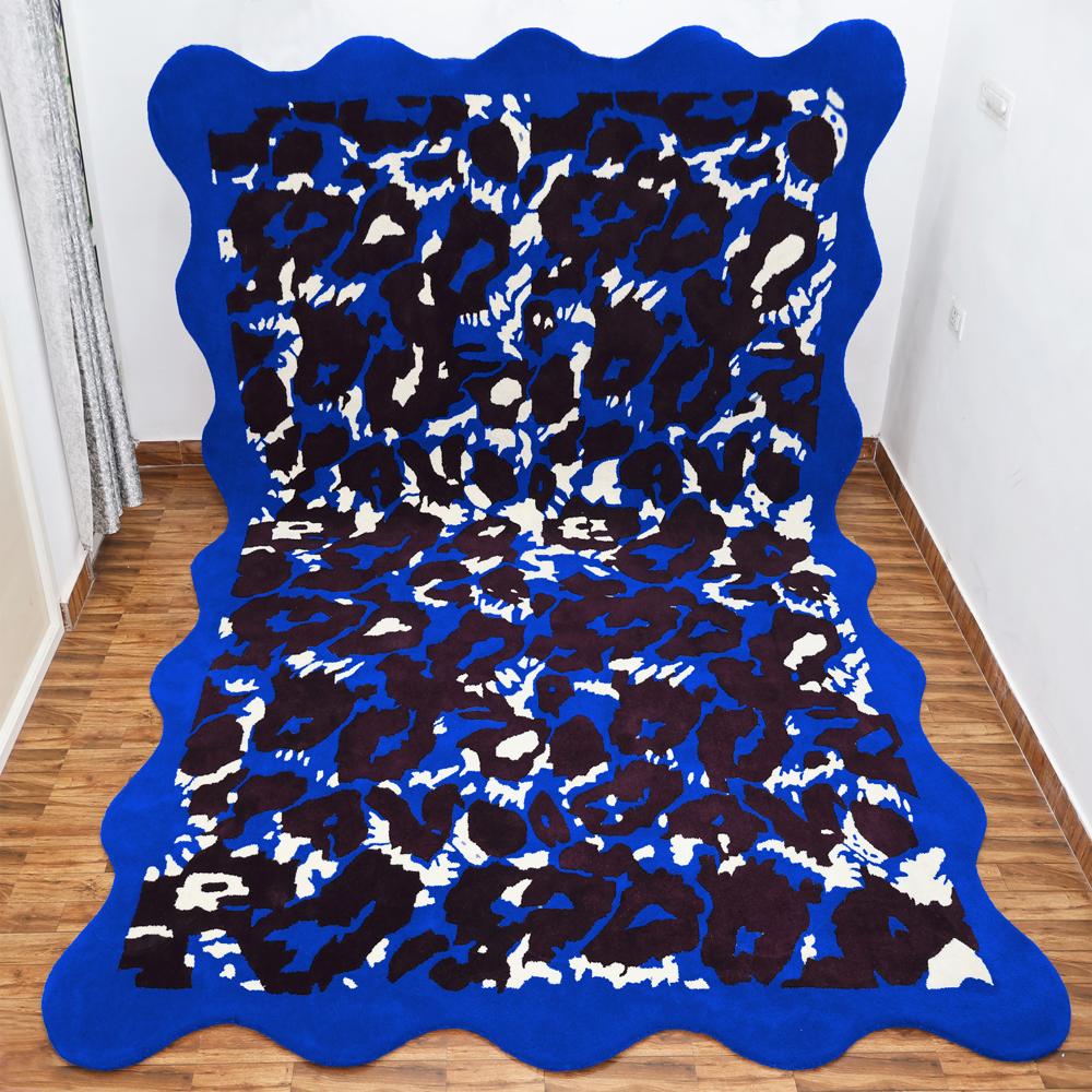 Blue Abstract Tufted Rug