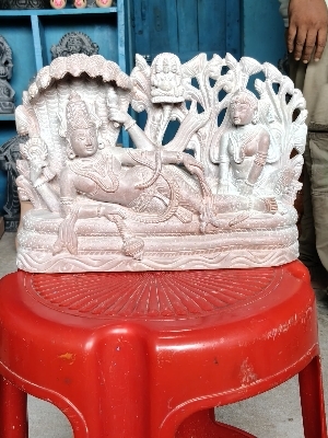Pink Surpentine Ananta Sayana - Height: 8Inch
