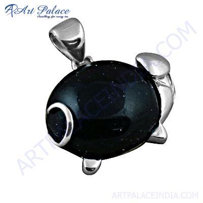 फैशन रत्न काला गोमेद रत्न चांदी का लटकन