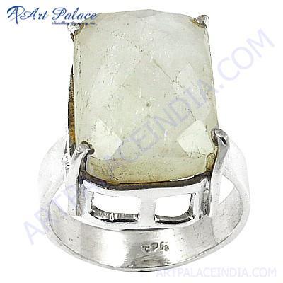Sterling Silver Gemstone Ring With Rainbow Moonstone
