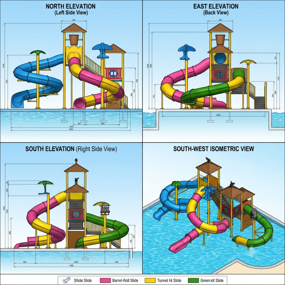 FRP Multicolor Water Park Equipment