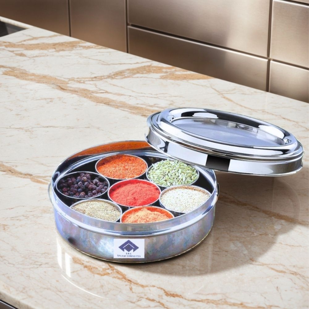 Masala Dabba / Dry Fruit Box, Ideal Gift, Spices flavour, Premium Steel, Airtight