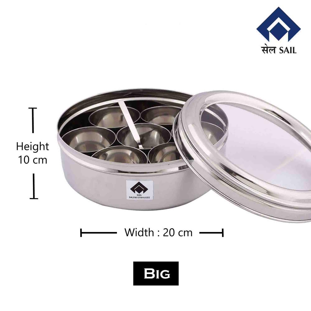 Masala Dabba / Dry Fruit Box, Ideal Gift, Spices flavour, Premium Steel, Airtight