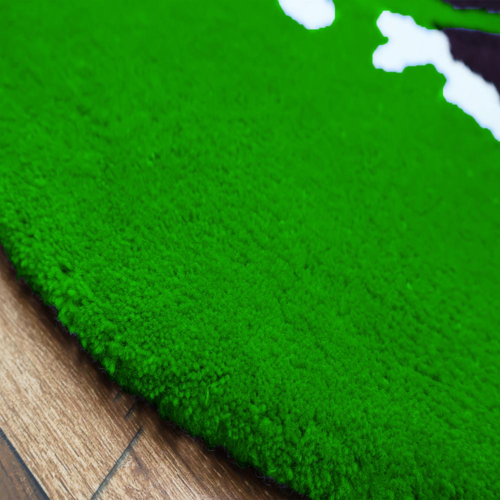 Abstract Green Black White Hand-Tufted Rug
