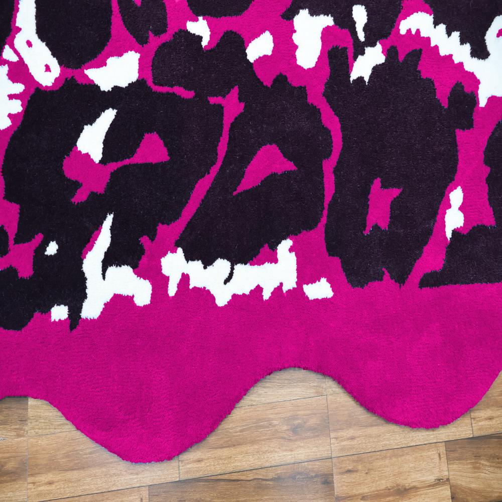 Abstract Blue Black White Hand-Tufted Rug
