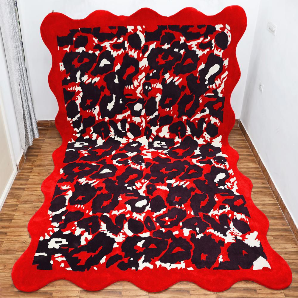 Red Abstract Hand-Tufted Area Rug