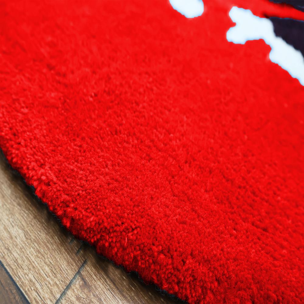 Red Abstract Hand-Tufted Area Rug
