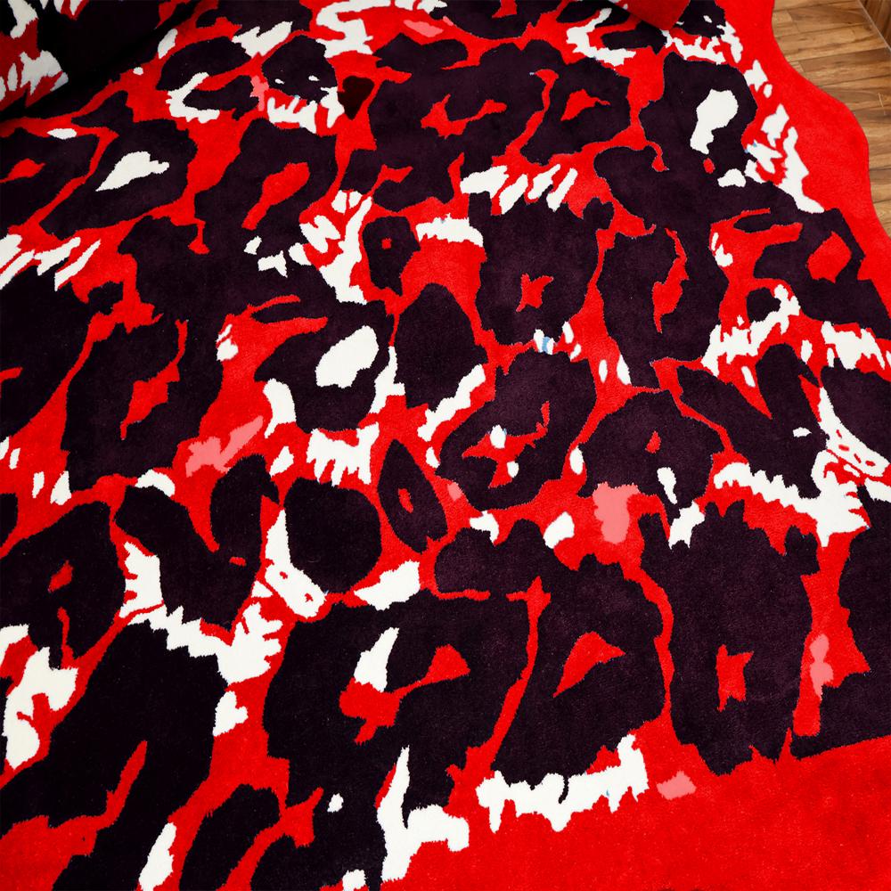 Red Abstract Hand-Tufted Area Rug