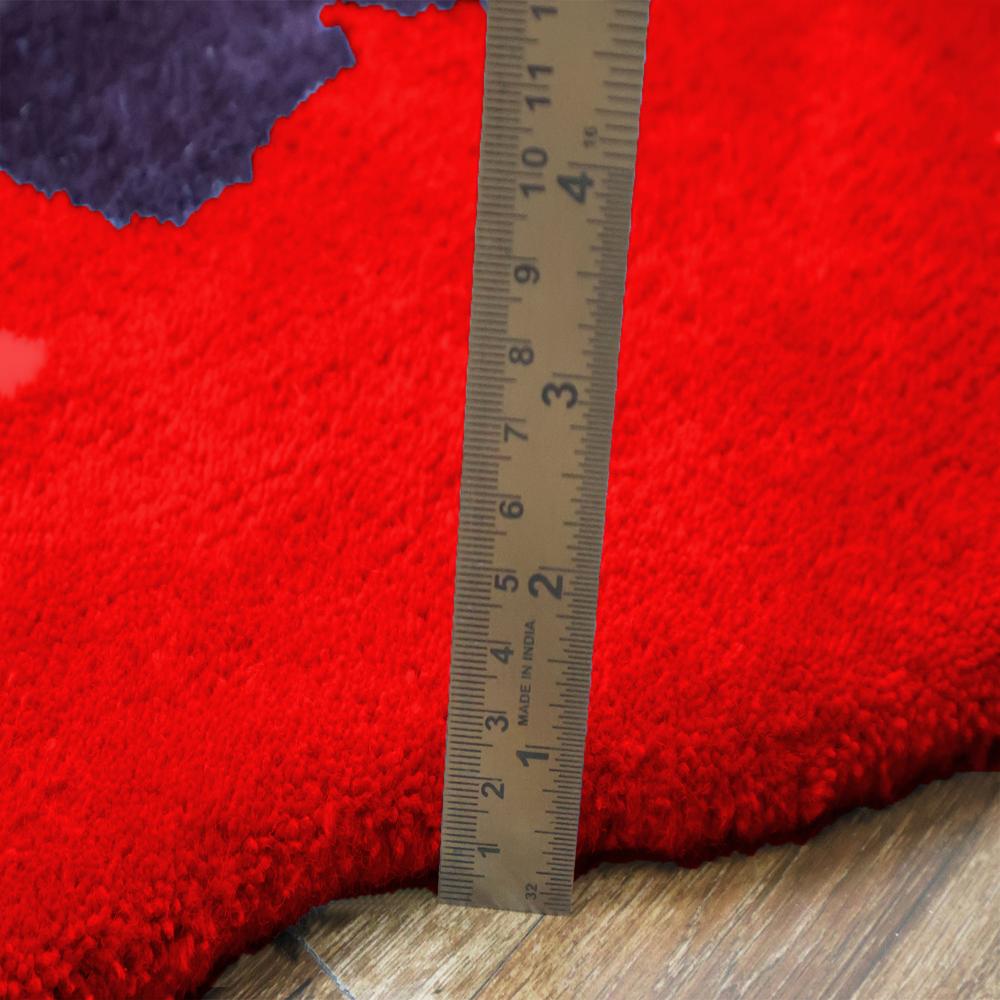 Red Abstract Hand-Tufted Area Rug
