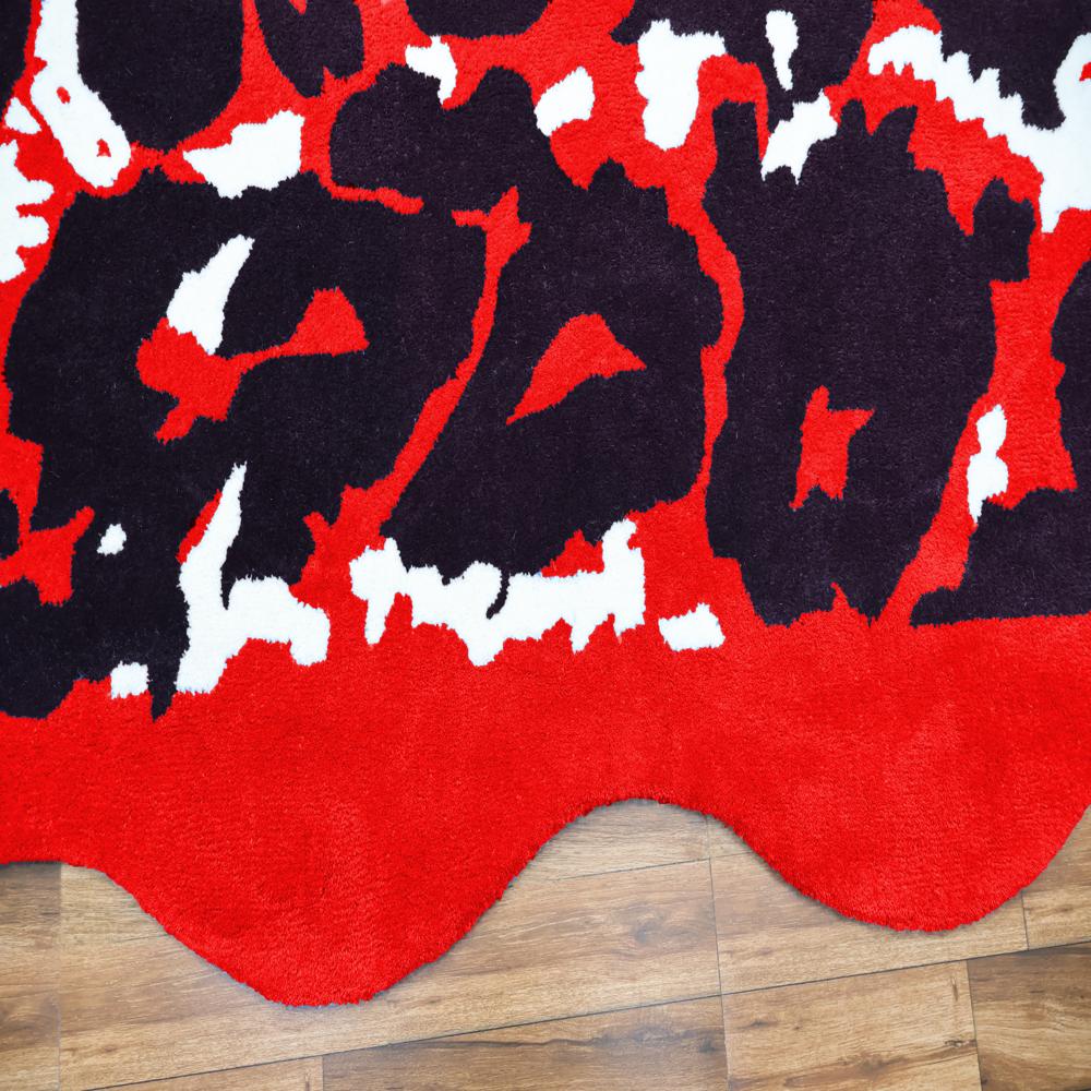 Red Abstract Hand-Tufted Area Rug