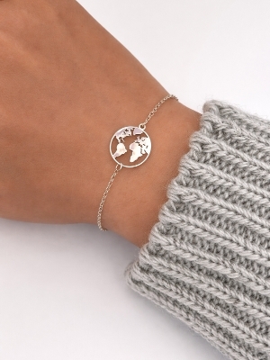 Global Wanderlust Silver Bracelet - Color: Gold