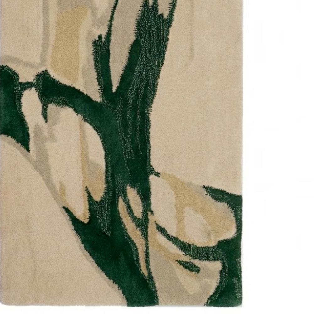 Abstract Green Botanical Hand-Tufted Area Rug