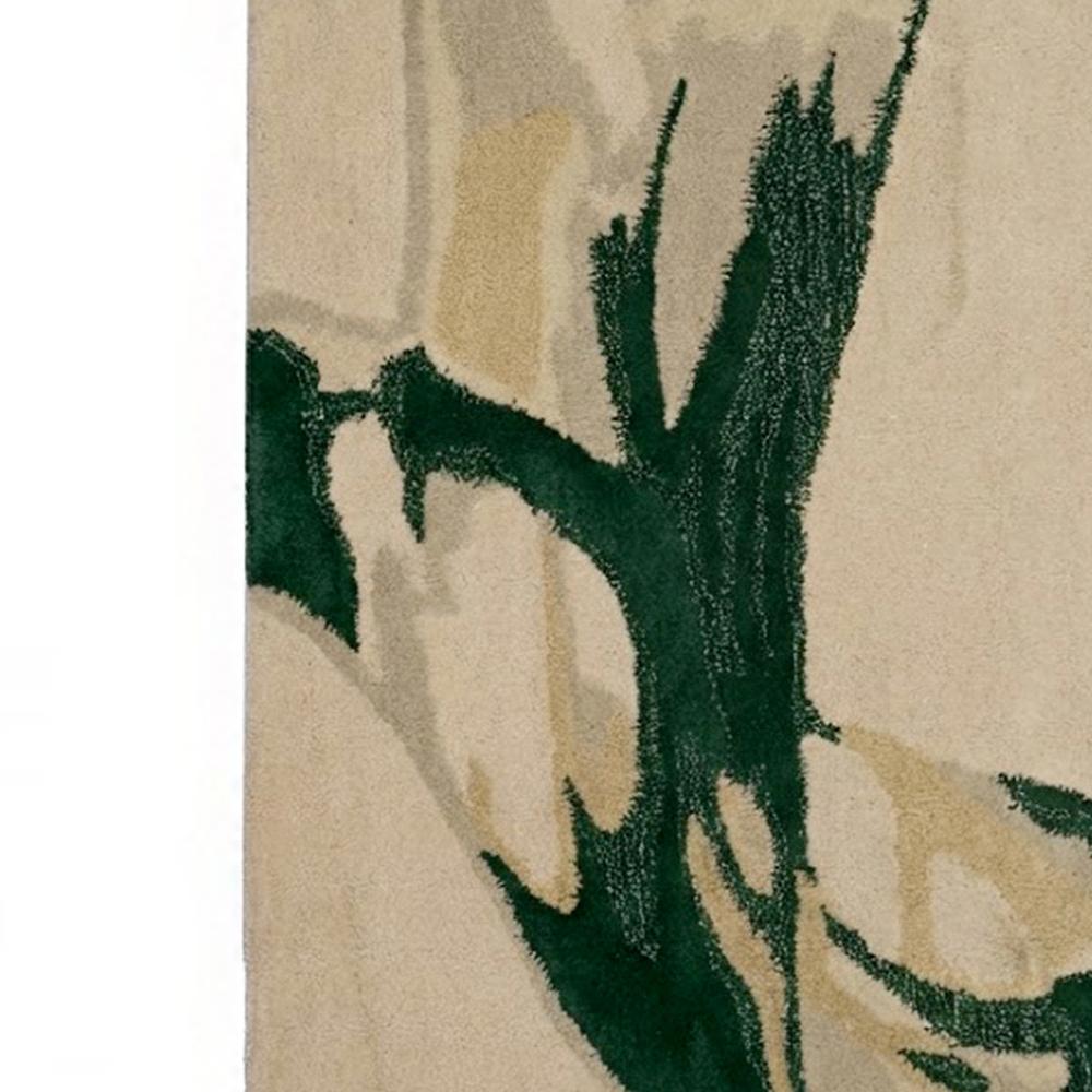 Abstract Green Botanical Hand-Tufted Area Rug