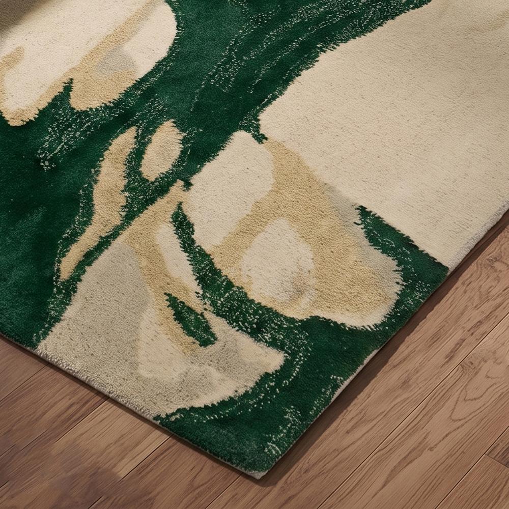 Abstract Green Botanical Hand-Tufted Area Rug