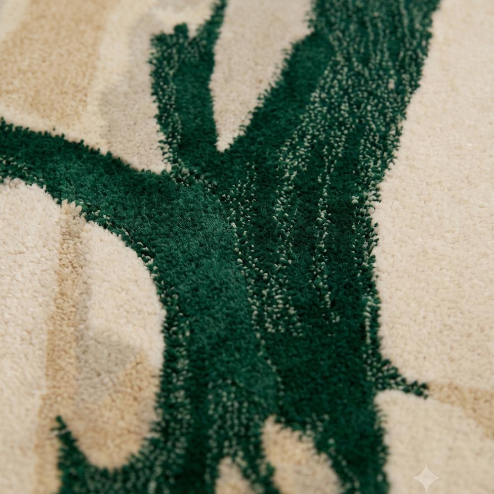 Abstract Green Botanical Hand-Tufted Area Rug
