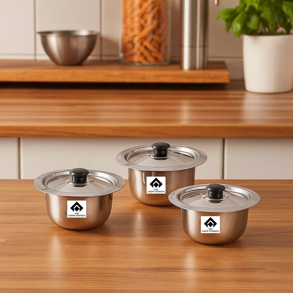 Sail Salem Topes With Lid & Knob Set Of 3 - Color: Ss