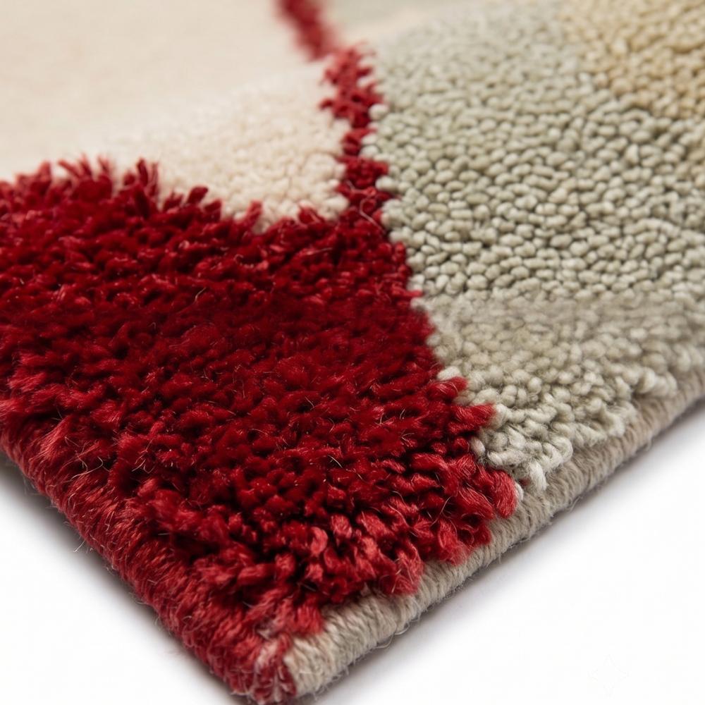 Red Abstract Botanical Hand-Tufted Area Rug