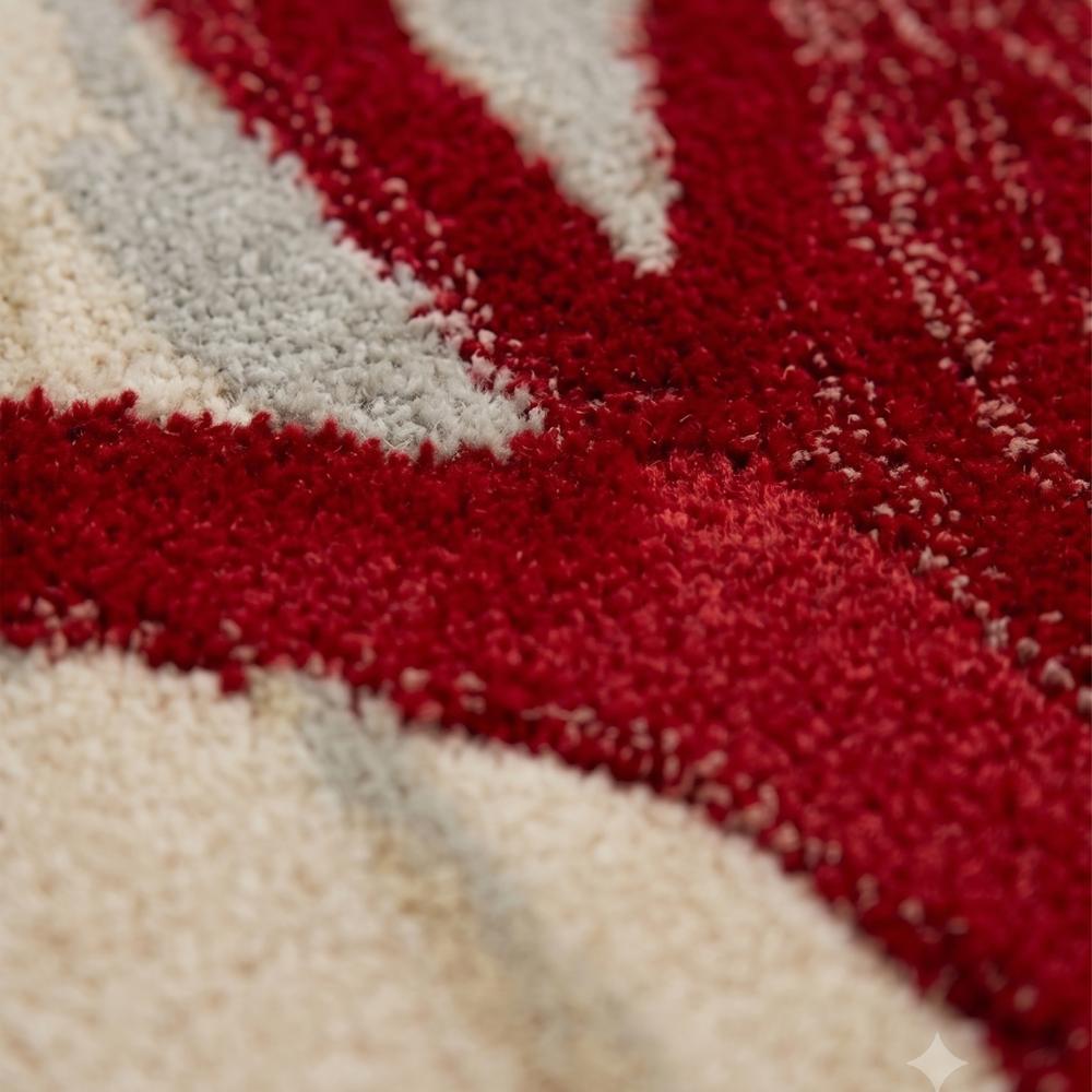 Red Abstract Botanical Hand-Tufted Area Rug