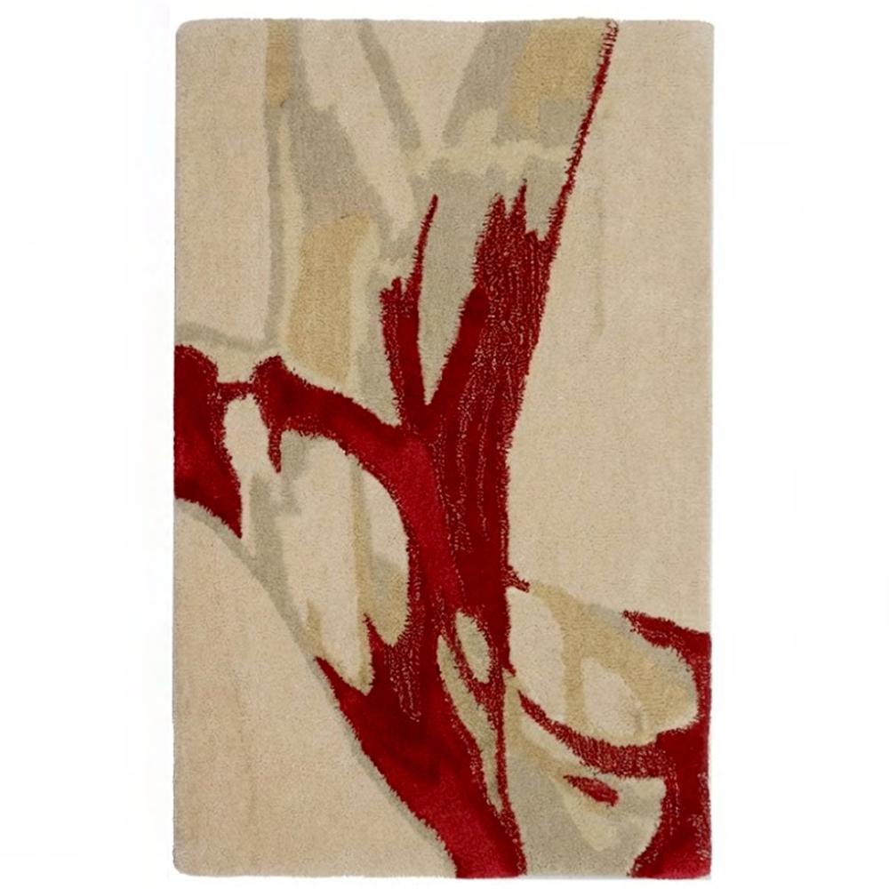 Red Abstract Botanical Hand-Tufted Area Rug