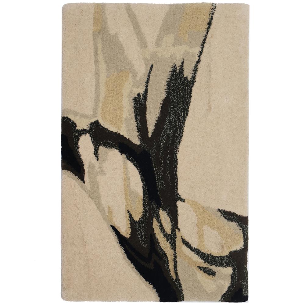 Brown Abstract Botanical Hand-Tufted Area Rug