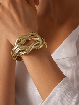 Chunky Gold Link Cuff Bracelet - Weight: 0.15