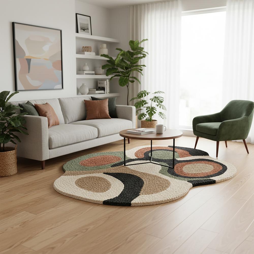 Abstract Multicolour Geometric Hand-Tufted Area Rug