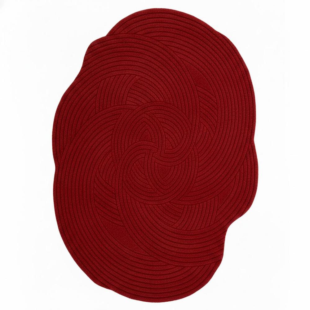 Navy Red  Abstract Circular Pattern Hand-Tufted Area Rug