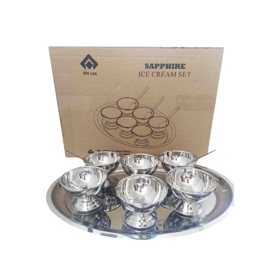 Ice Cream Set 13 Pc, Premium Stainless Steel Ice Cream Set for 6 with Scoop, Food-Grade, Rust & Crack Free, Gift Pack