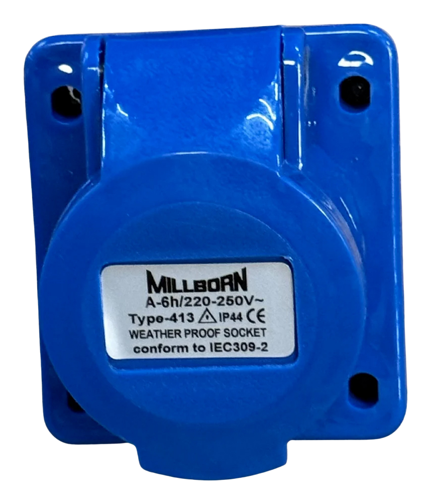 16A-3 Pin Angle Socket Blue Plug