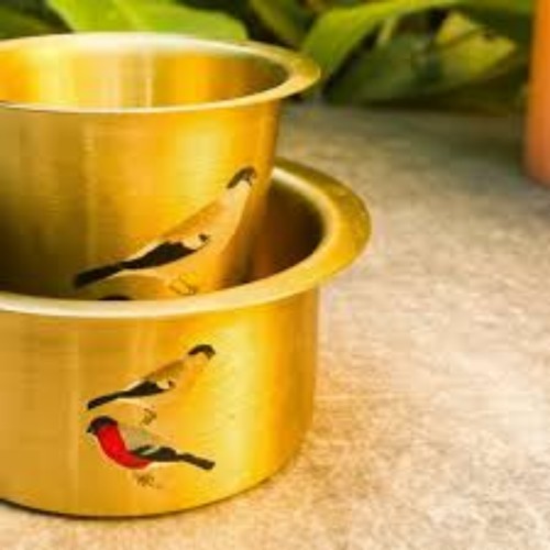 Classic Two Piece Copper Coffee Set - Color: Gold