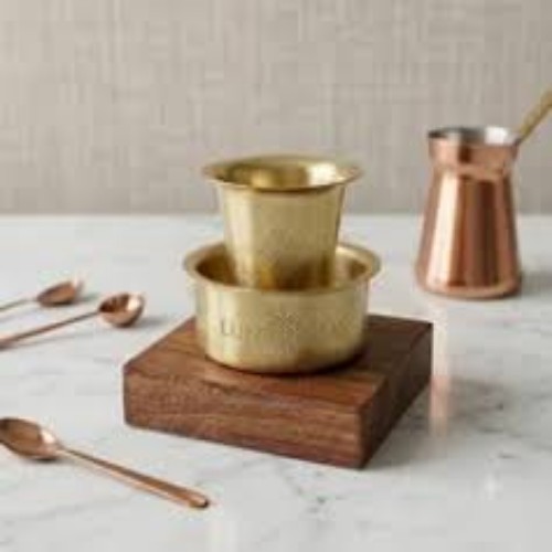 Premium Copper Cup Bowl Pair - Color: Gold