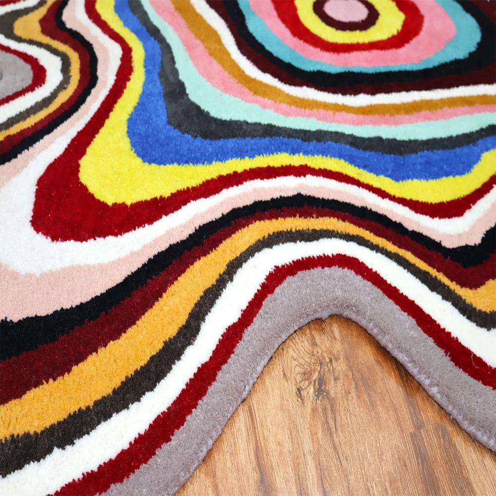 Handmade Multicolor Abstract Irregular Shape Tufted Area Rug