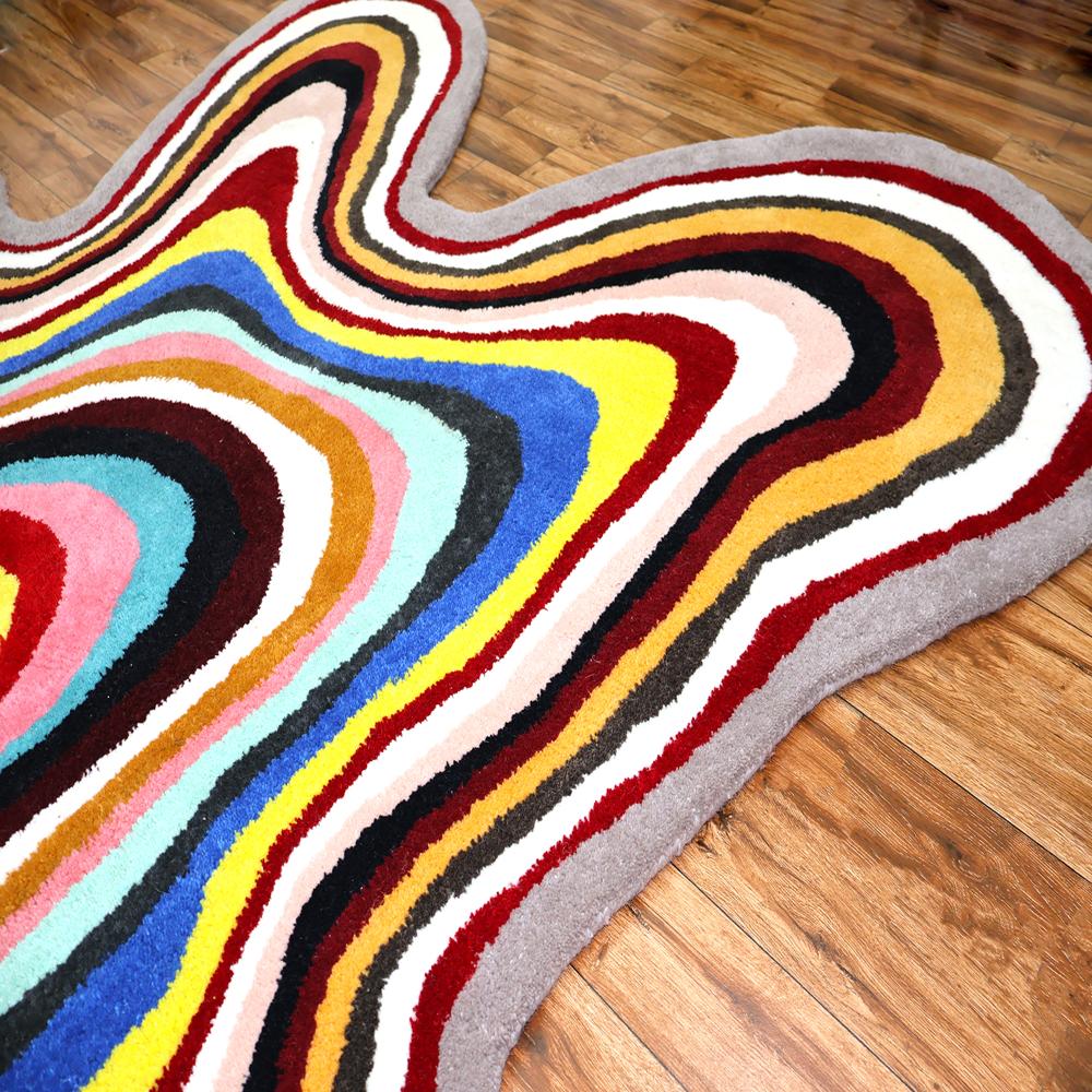 Handmade Multicolor Abstract Irregular Shape Tufted Area Rug