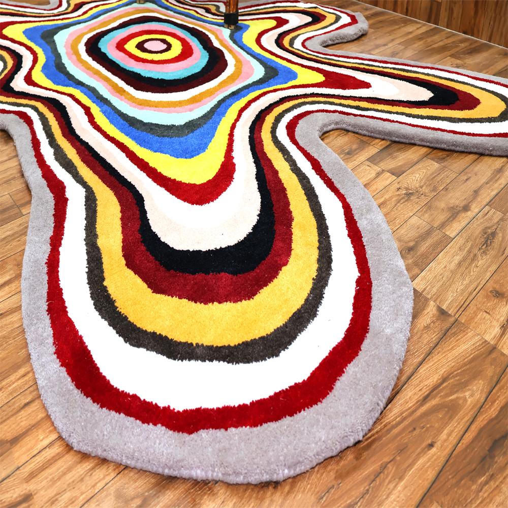 Handmade Multicolor Abstract Irregular Shape Tufted Area Rug