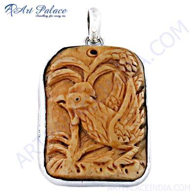 डिजाइनर हड्डी रत्न चांदी का लटकन