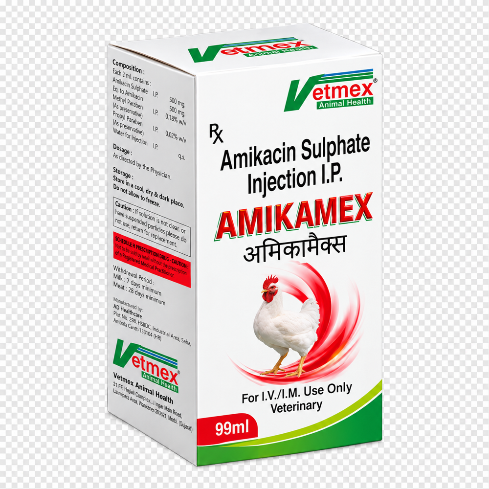Amikamex Injection IP (VET) - Amikacin Sulphate Veterinary Injection