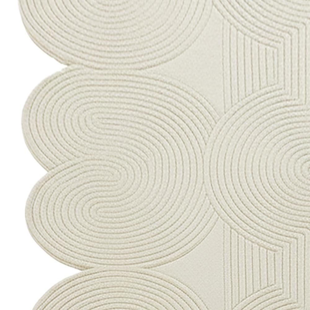 Cream White Handmade Braided Geometric Pattern Area Rug