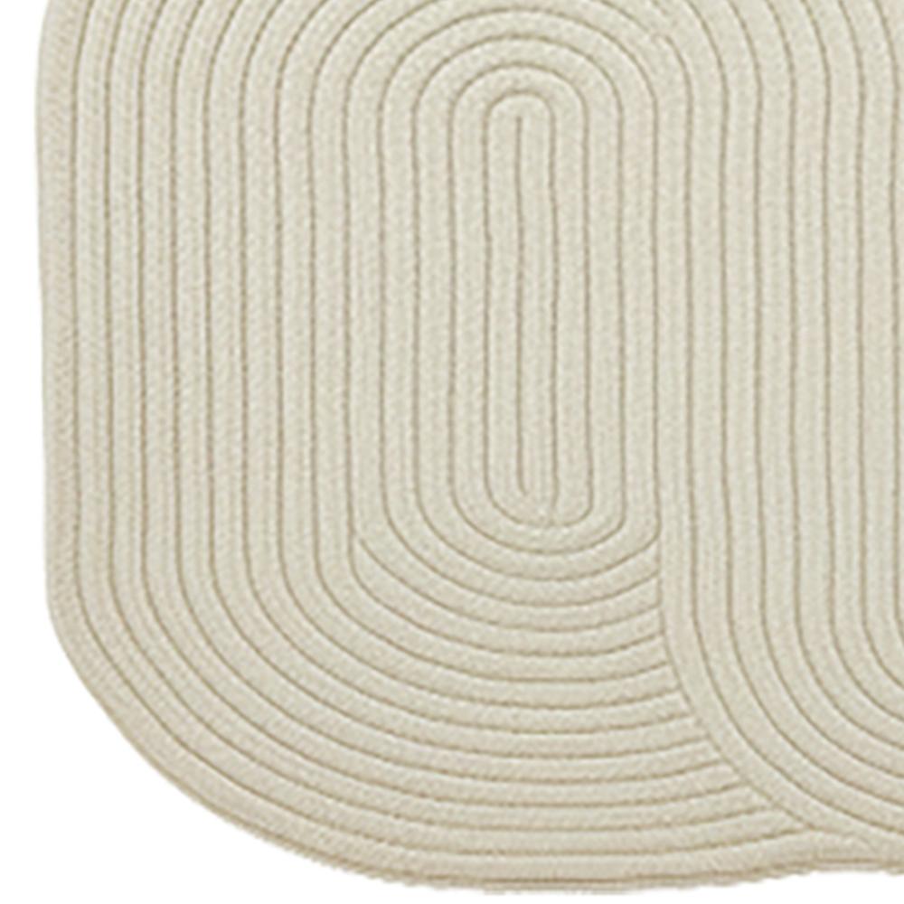 Cream White Handmade Braided Geometric Pattern Area Rug