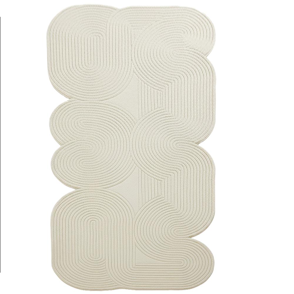 Cream White Handmade Braided Geometric Pattern Area Rug