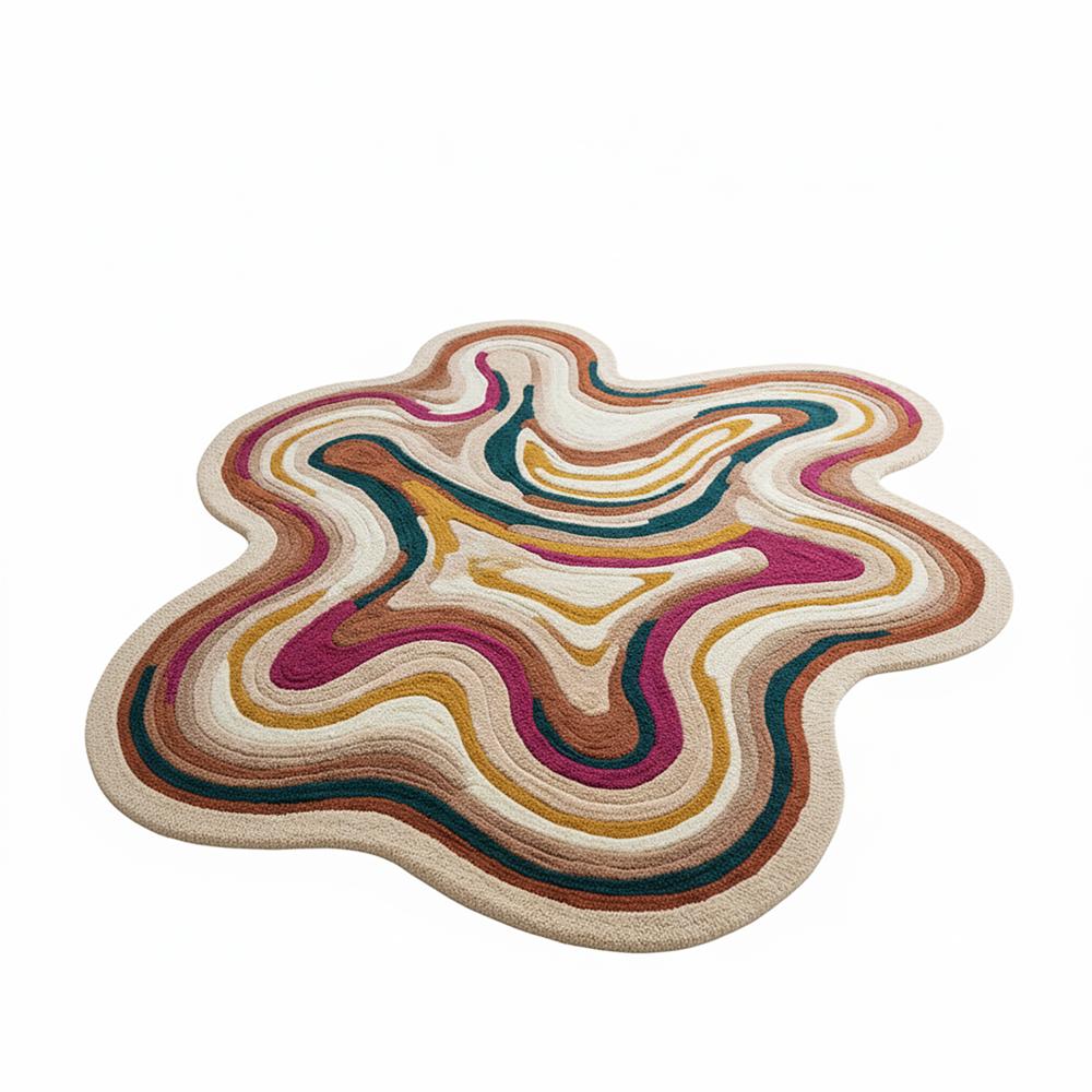 Handmade Multicolor Abstract Irregular Shape Tufted Area Rug
