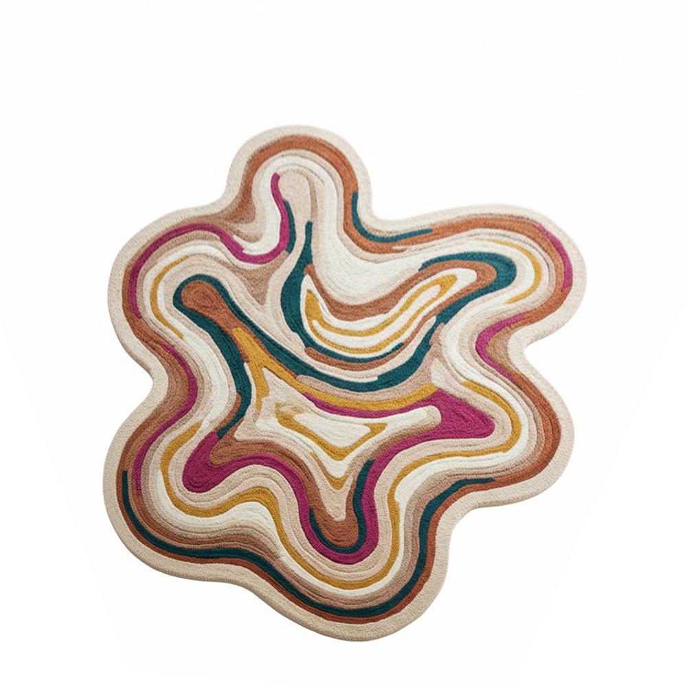 Handmade Multicolor Abstract Irregular Shape Tufted Area Rug