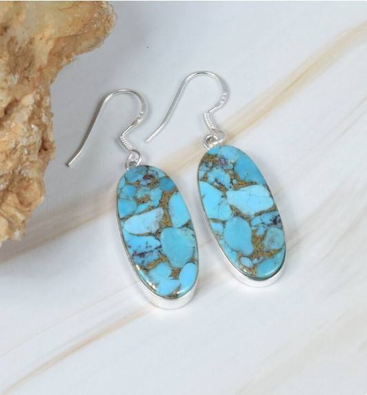 Natural Blue Copper Turquoise Earrings
