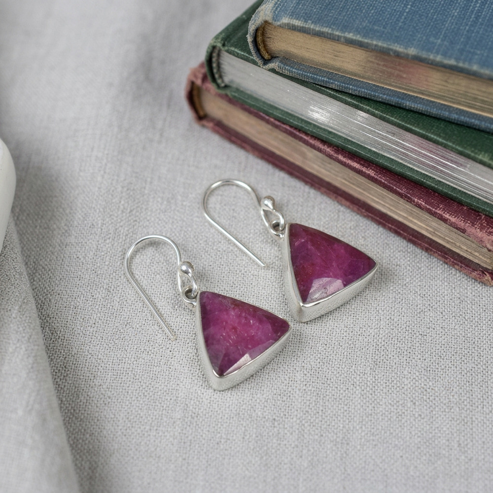 925 Sterling Silver Natural Ruby Earrings