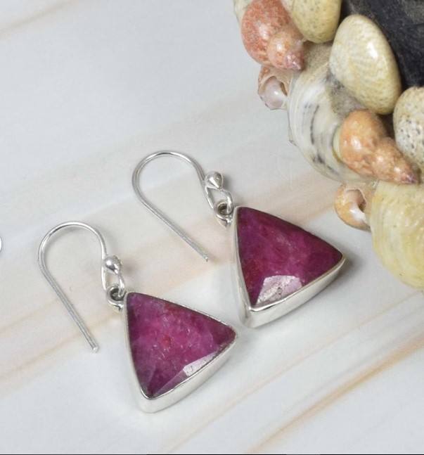 925 Sterling Silver Natural Ruby Earrings