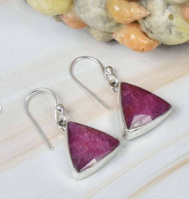 925 Sterling Silver Natural Ruby Earrings