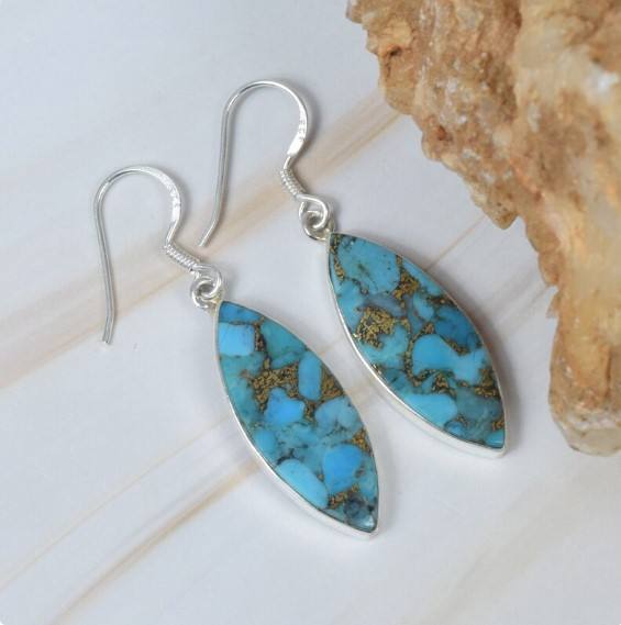 925 Sterling Silver Natural Turquoise Earrings
