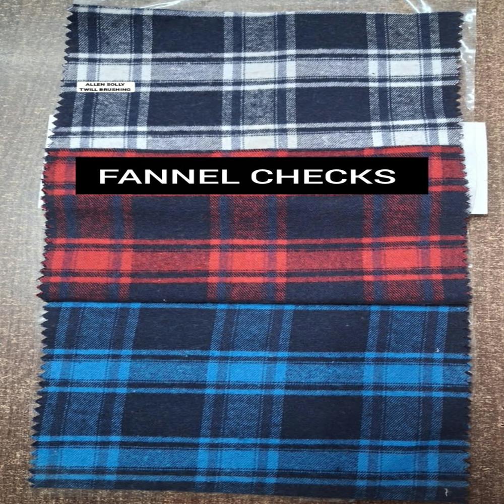 Fannel Polycotton Checks Shirting Fabric 58" - Attributes: Washable
