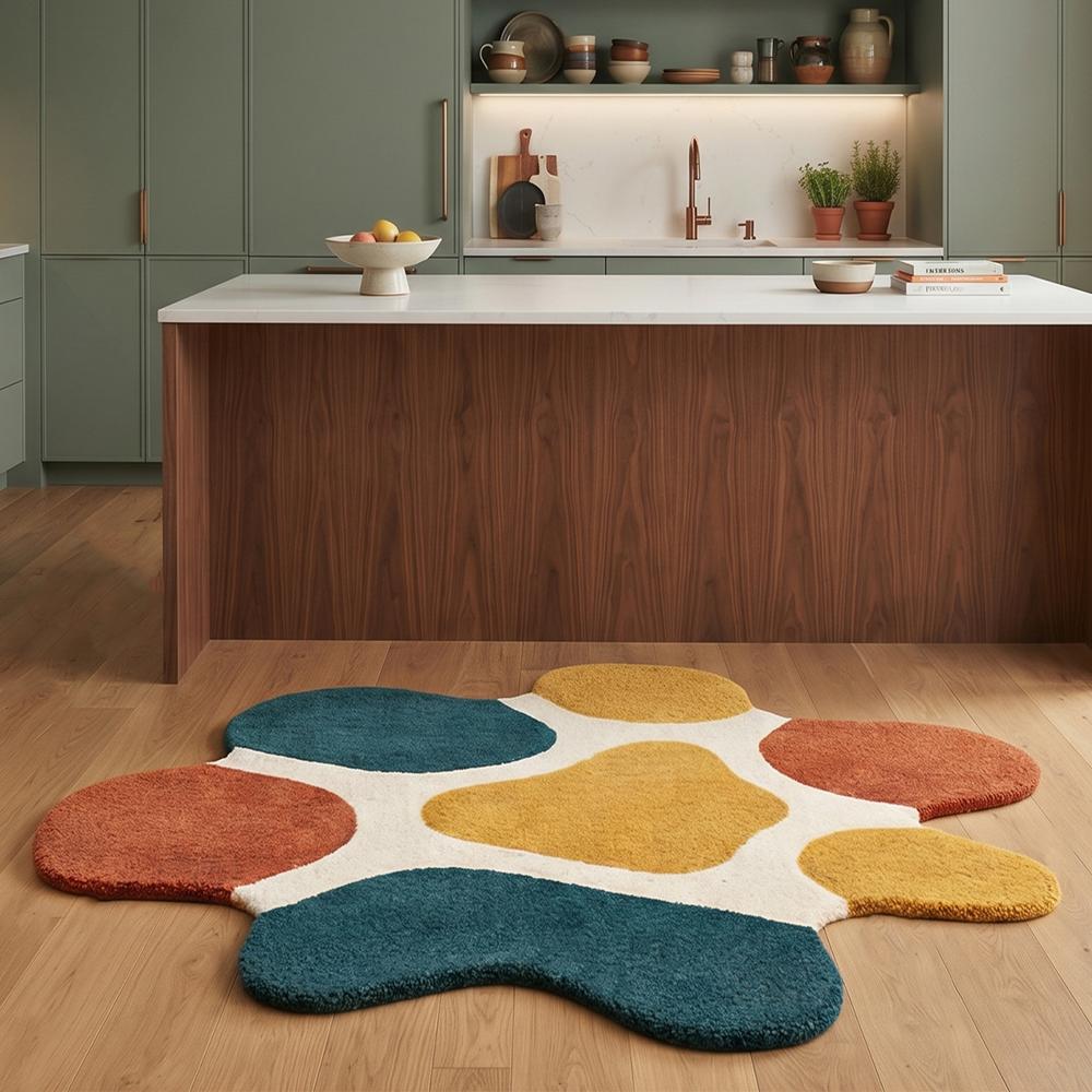 Modern Abstract Multicolor Irregular Shape Area Rug for Living Room
