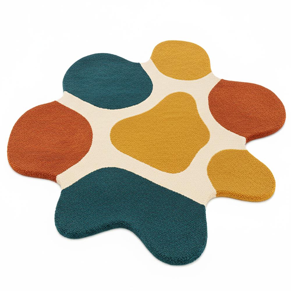 Modern Abstract Multicolor Irregular Shape Area Rug for Living Room