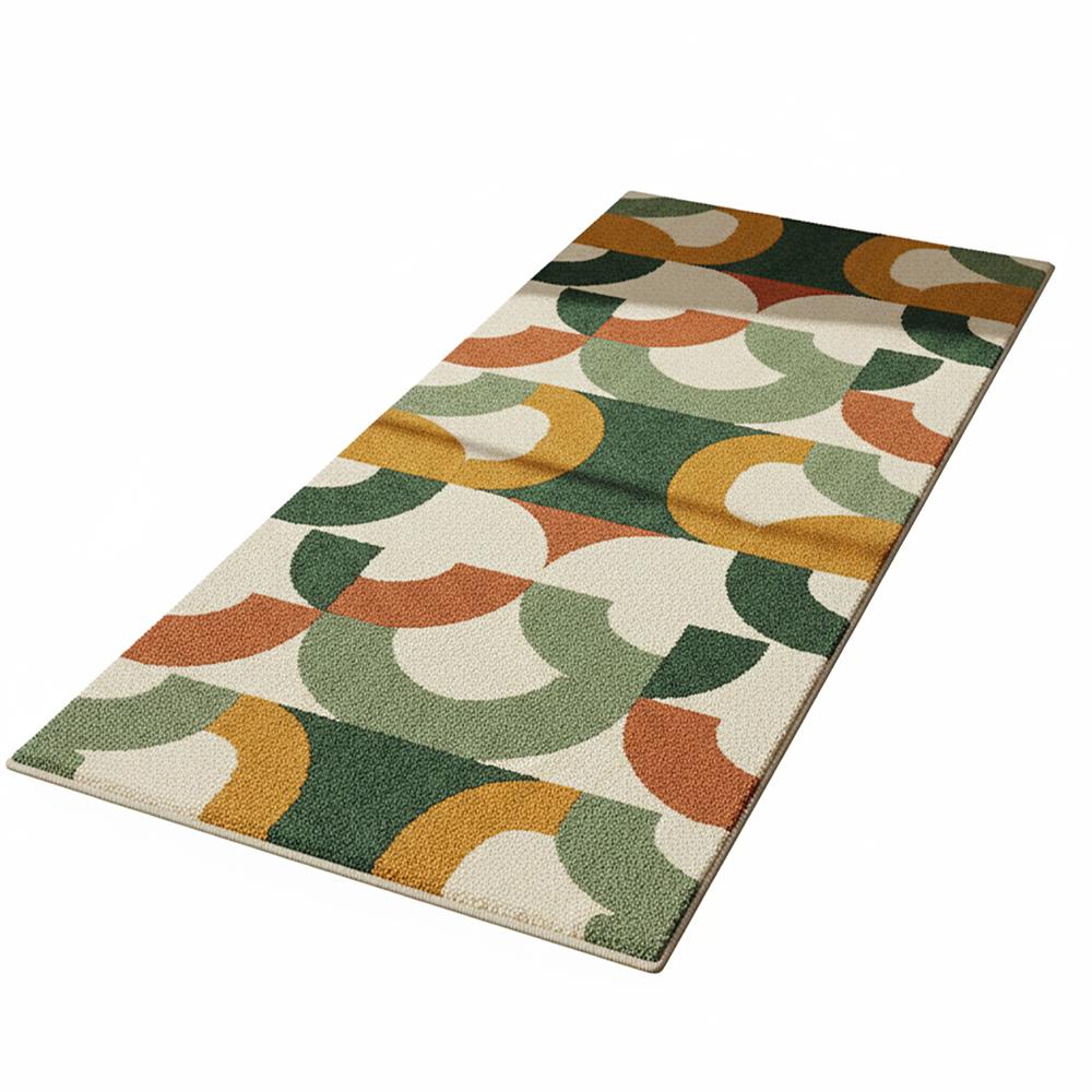 Modern Geometric Multicolor Runner Rug With Abstract Arch Pattern - Backing Material: Canvas Latex